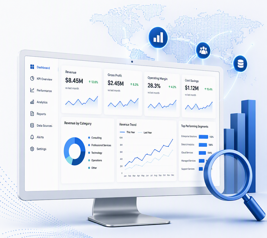 Business operations analytics dashboard icon