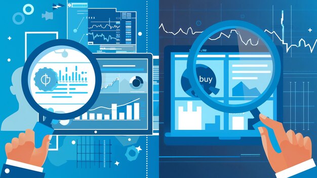 BI report with magnifying glass