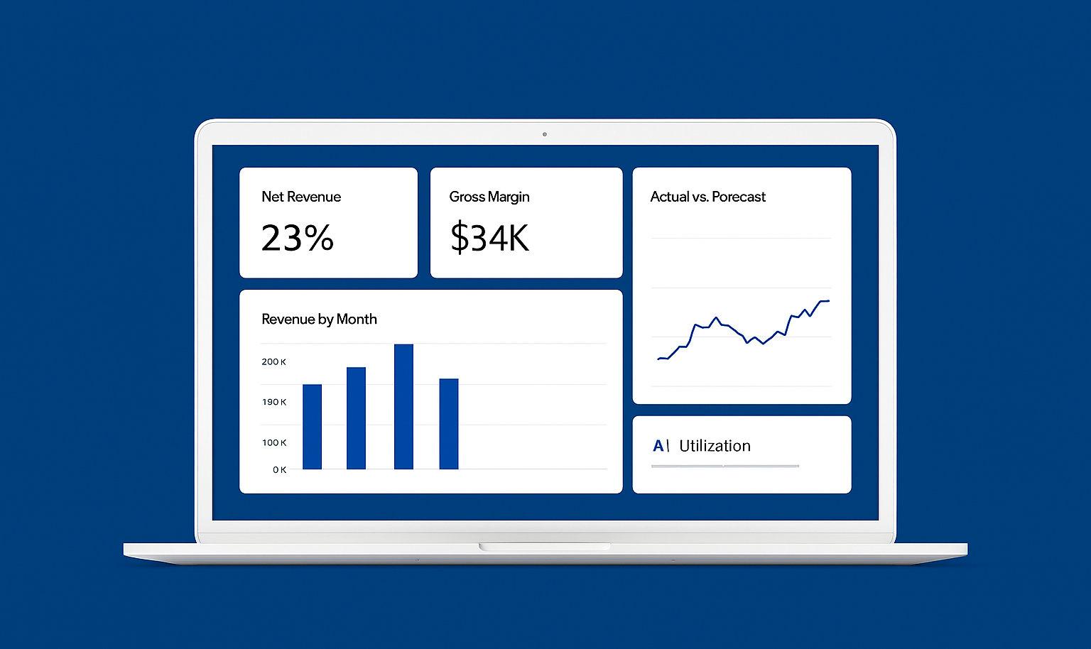 Analytics dashboard on white laptop